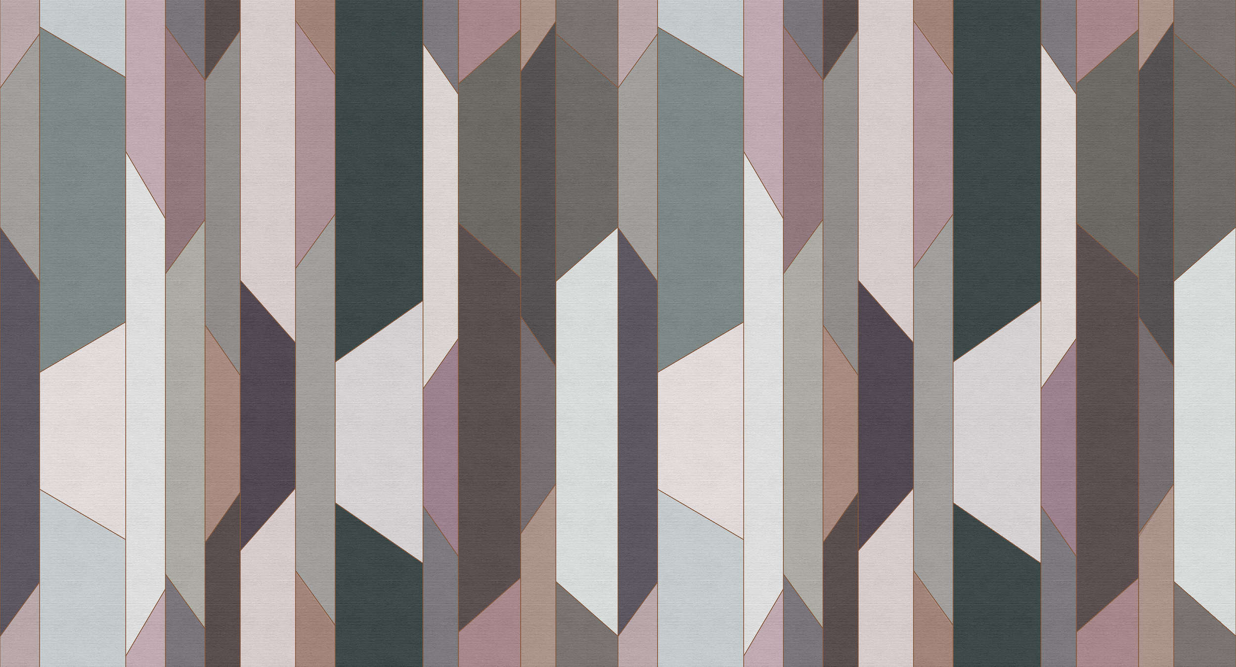             Fold 2 - Fotobehang in ribbelstructuur met geometrisch retro patroon - Beige, Cream | Mat glad vlies
        