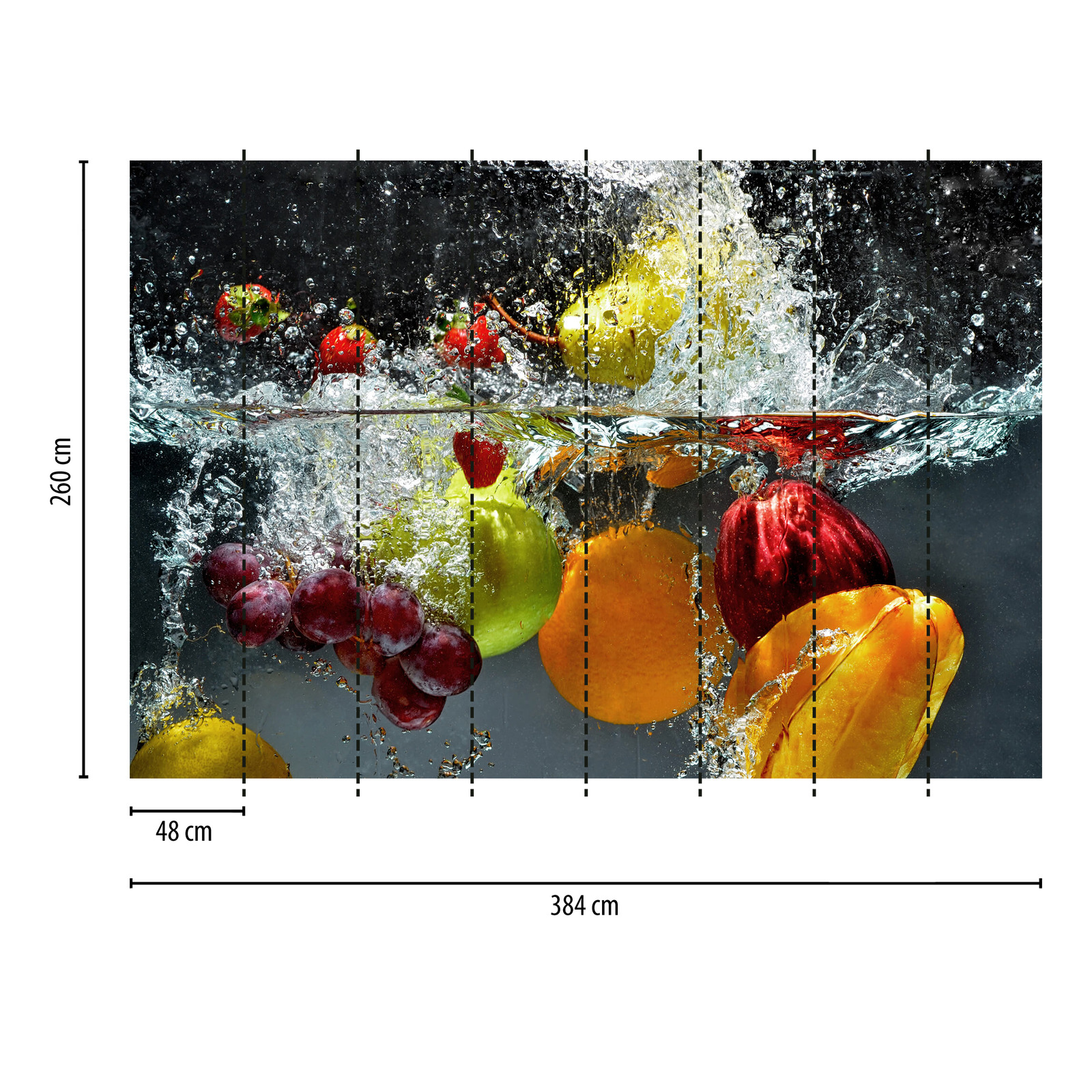             Photo wallpaper fresh fruit and water - colourful, yellow, red
        
