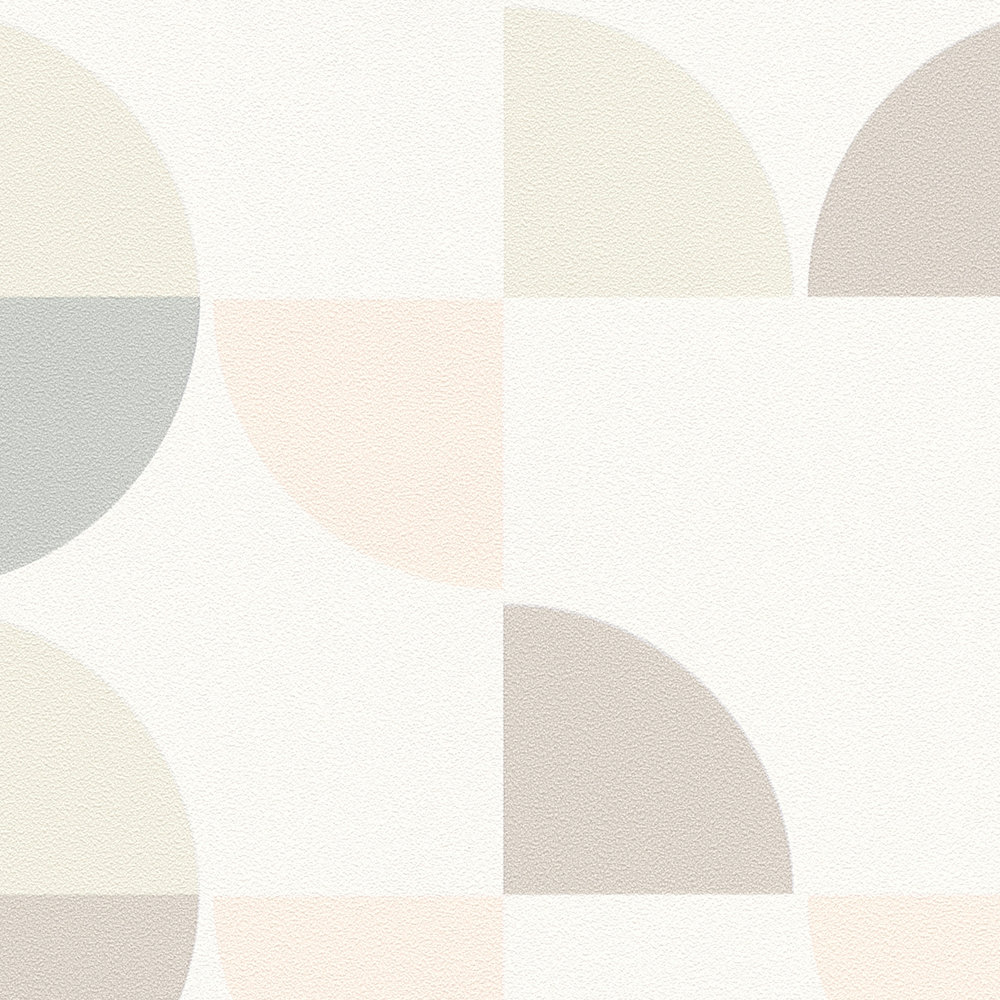             Carta da parati con motivi geometrici in stile scandinavo - grigio, rosa, beige
        