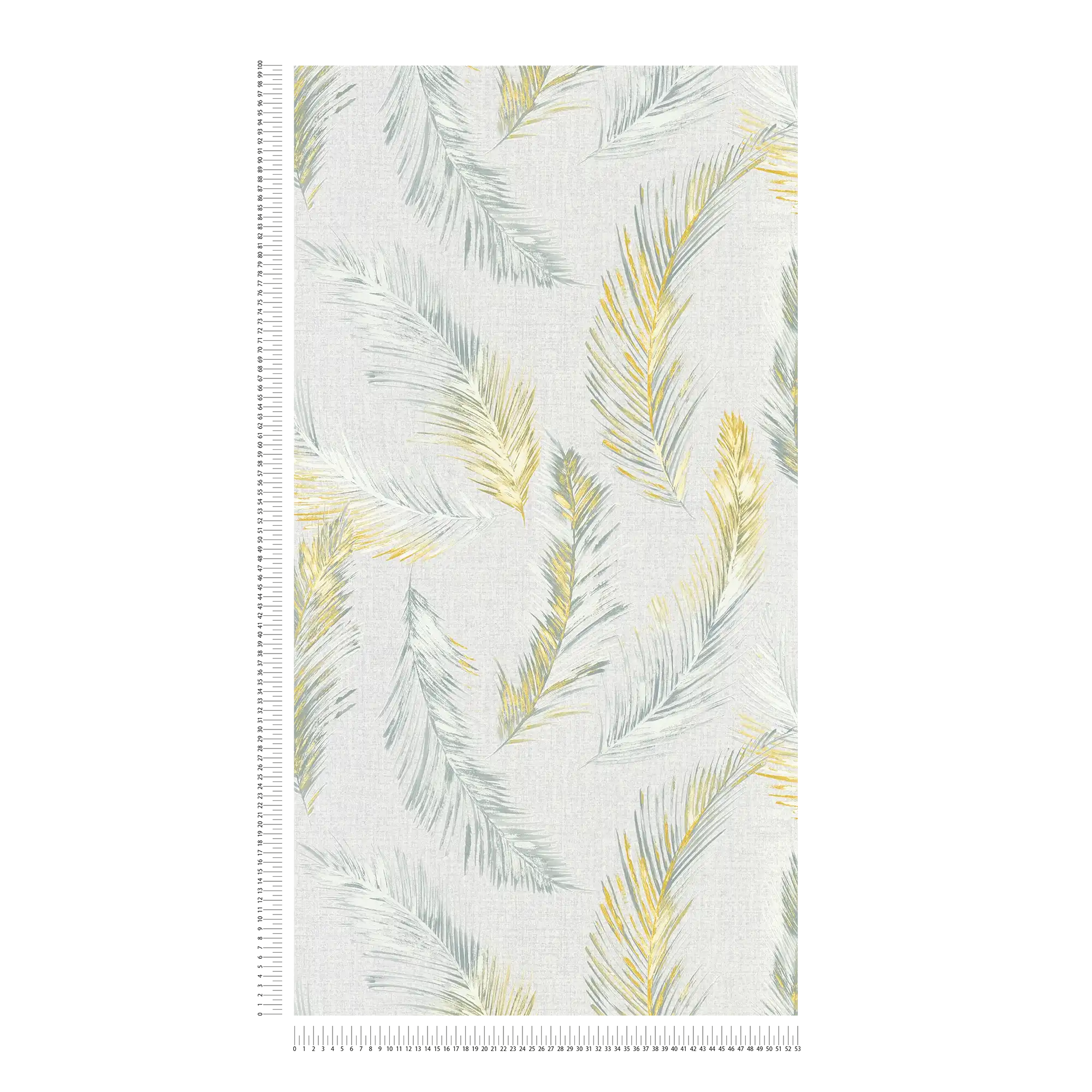             Textile optics wallpaper with feather motif in country style - grey
        