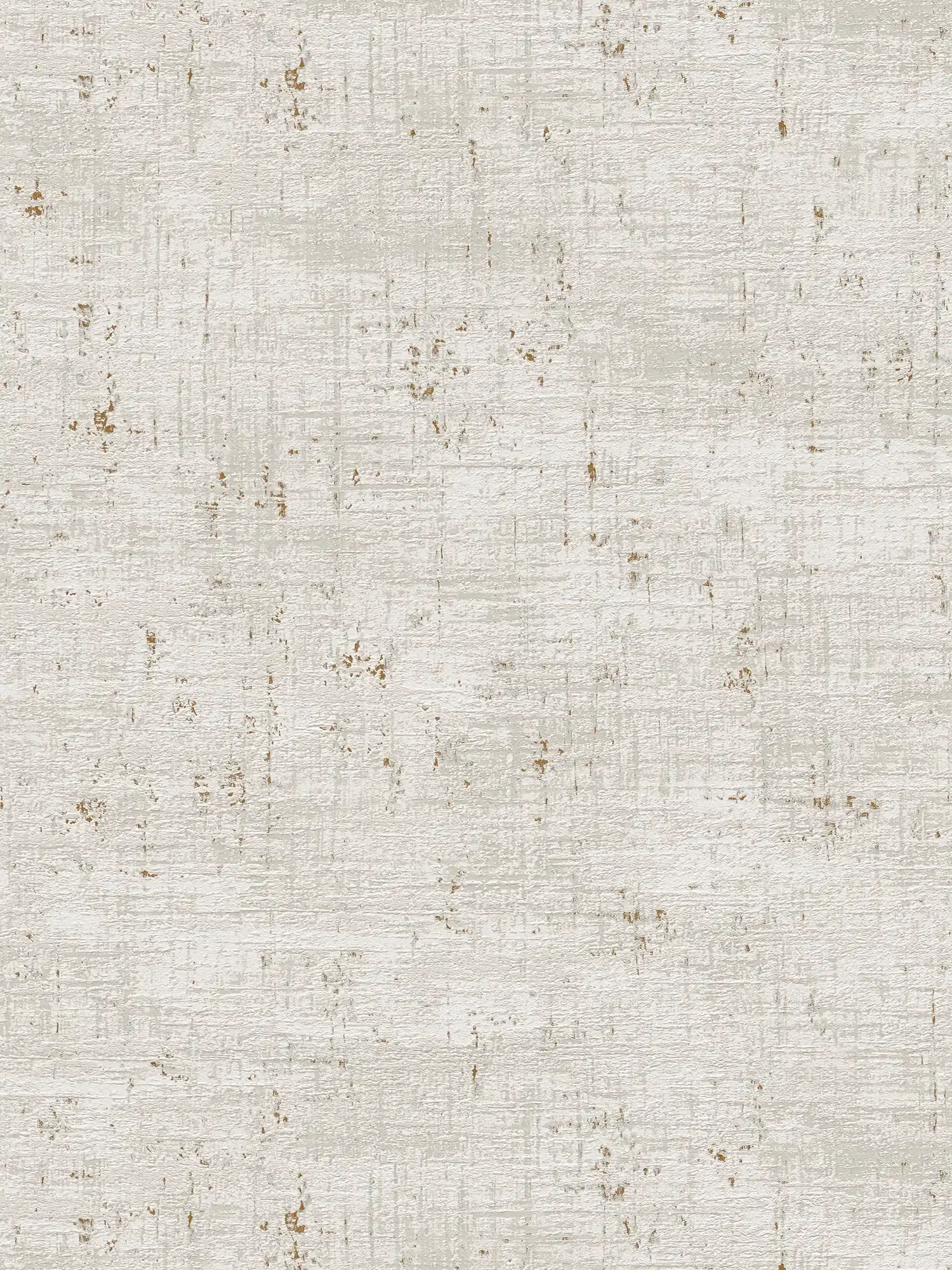 Non-woven wallpaper in used look with gold accents - grey , white, gold
