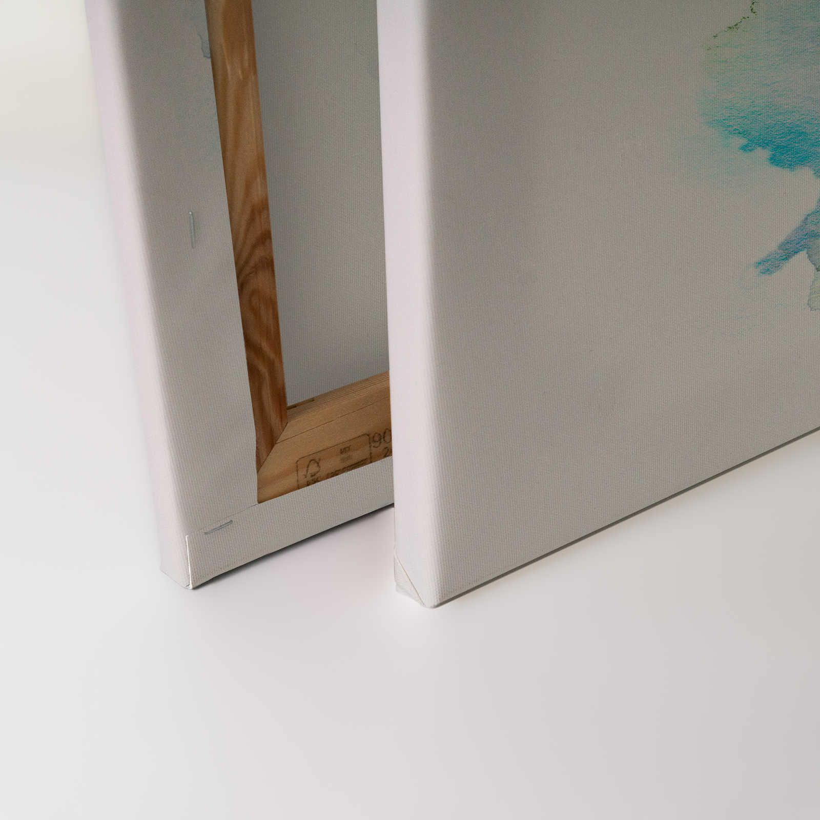             Tela ad acquerello dipinta a macchia d'inchiostro, grigio sfumato blu - 0,90 m x 0,60 m
        
