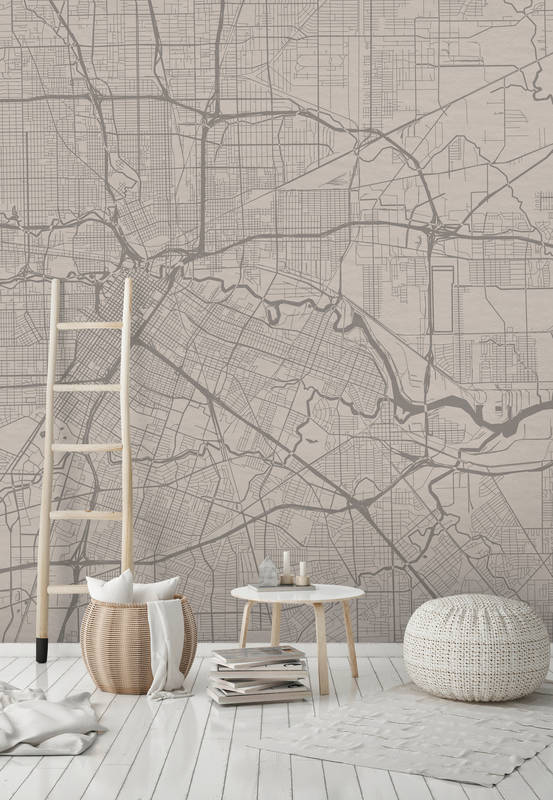             Photo wallpaper city map with street layout - grey
        