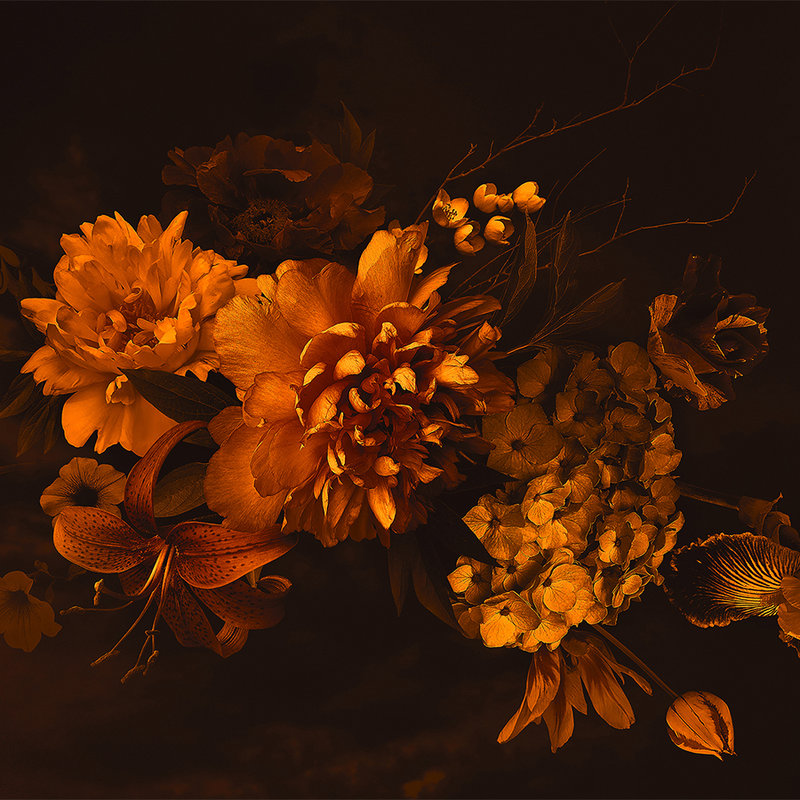 Bouquet de fleurs de style botanique - Orange, Noir
