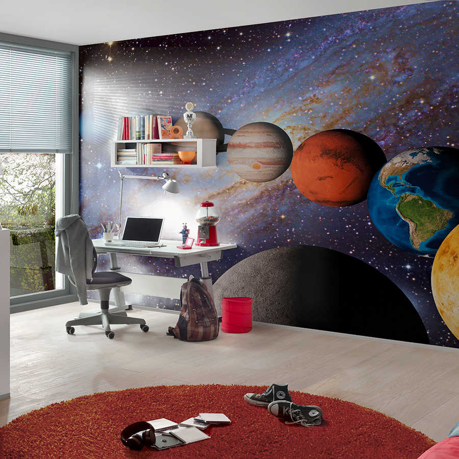 Galaxy mural planets of our solar system on matt smooth nonwoven
