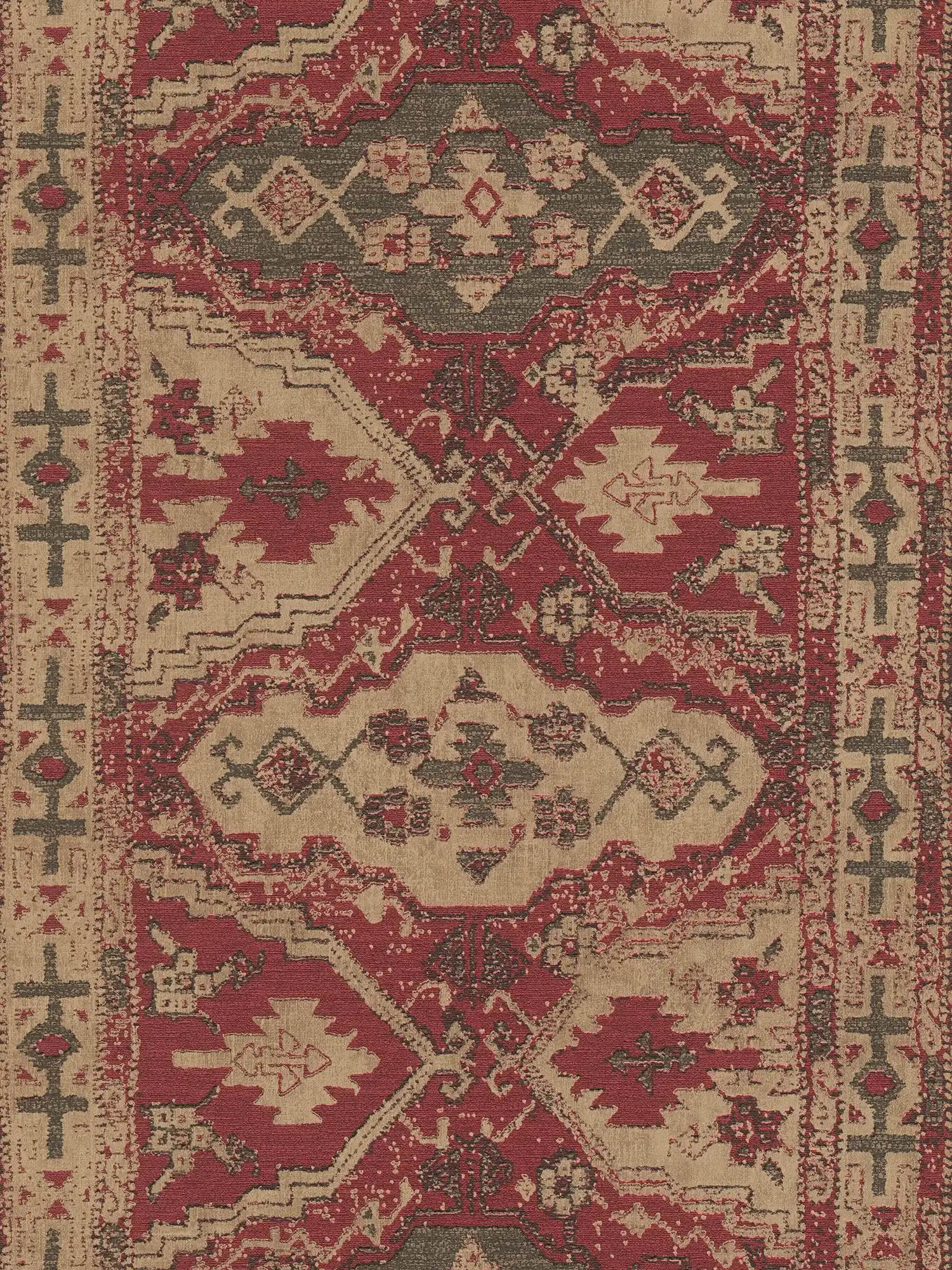 Pattern wallpaper with oriental design - beige, red, black
