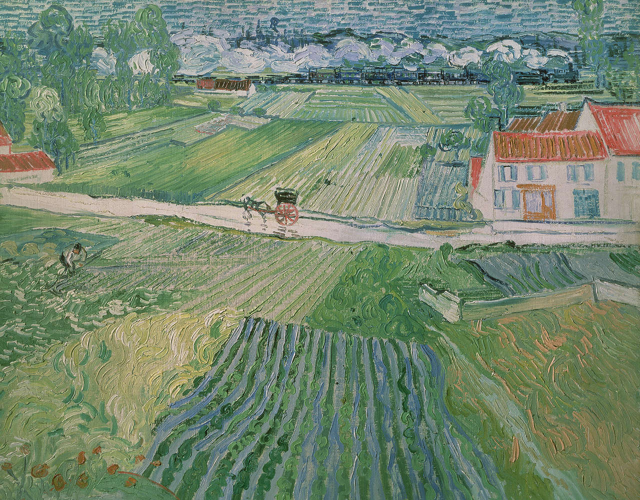             Muurschildering "Landschap bij Auvers na de regen" van Vincent van Gogh
        