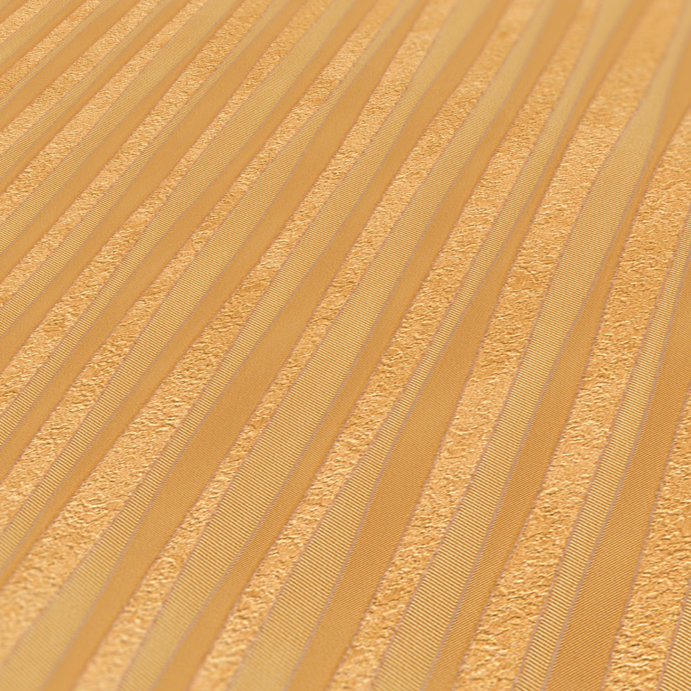             Metallic designbehang met lijnenpatroon - oranje
        