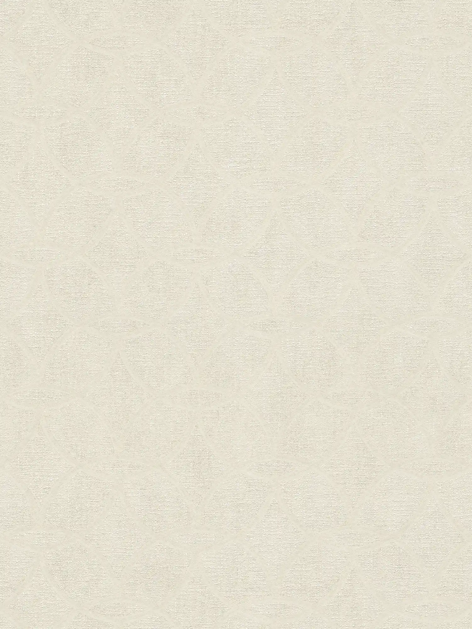 Carta da parati bianco crema con motivo lucido e disegno geometrico - bianco
