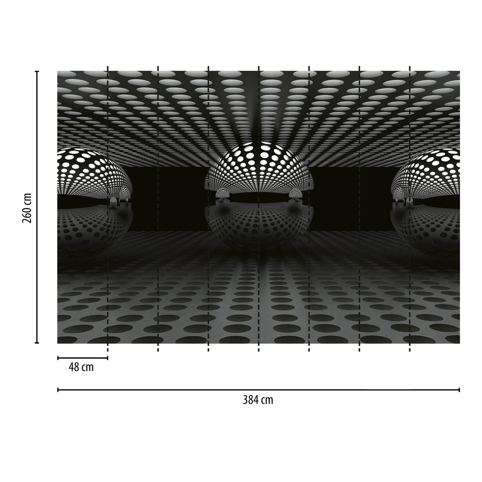             Photo wallpaper geometric 3D pattern - black, white
        