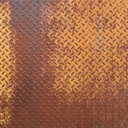         Metal mural steel plate rust with diamond pattern
    