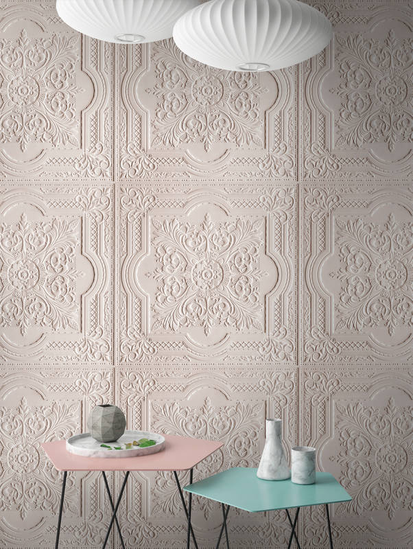             Photo wallpaper ceiling with print pattern - pink
        