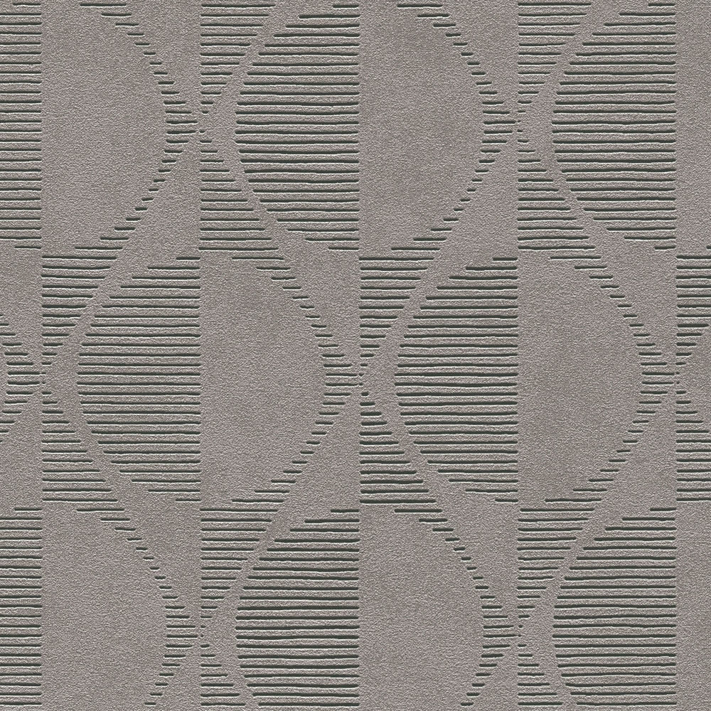             Retro behang met cirkel- en ruitmotief - grijs, beige, zwart
        