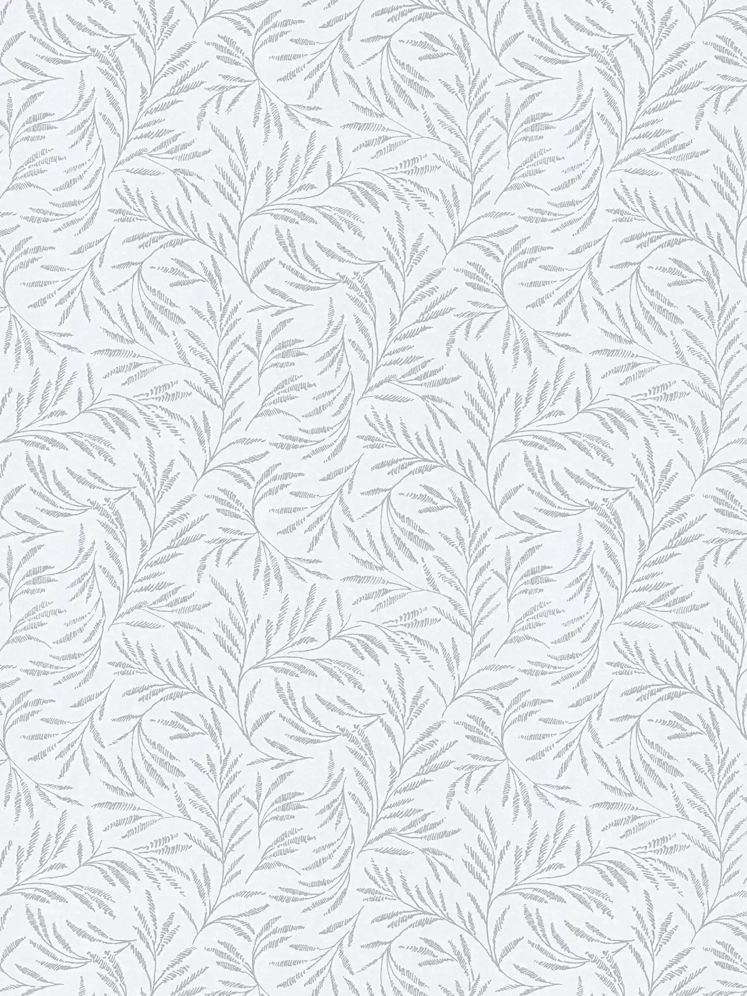 Non-woven wallpaper metallic pattern with leaf tendrils - grey, silver
