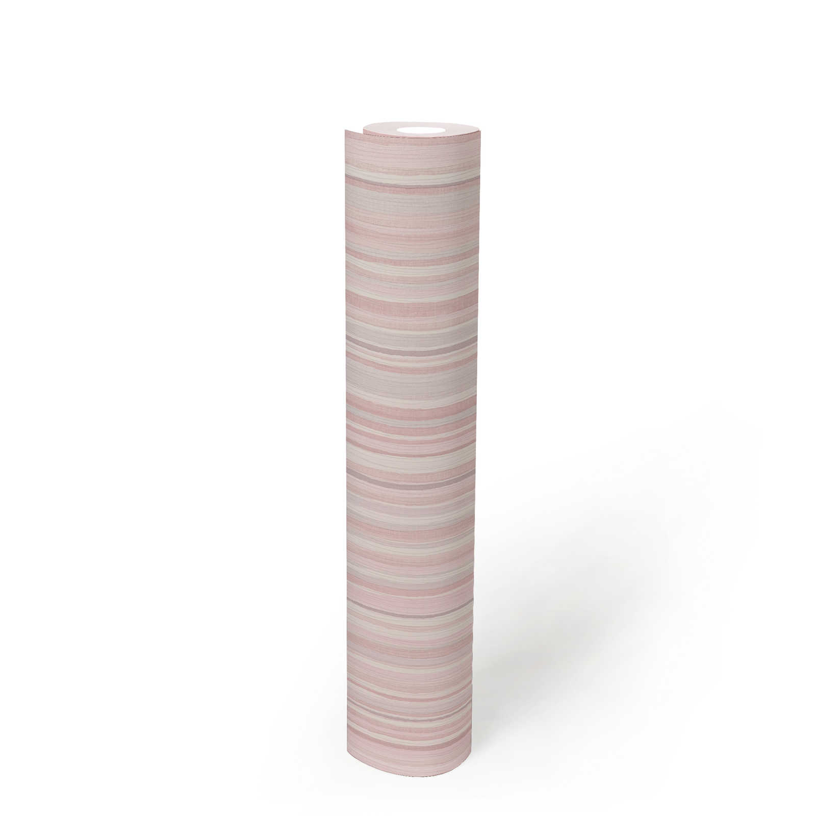             Papier peint à rayures avec motif de lignes étroites - rose, gris
        