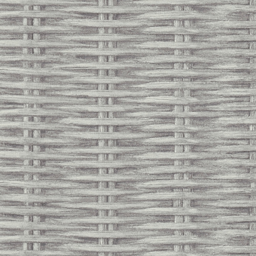             Carta da parati in tessuto non tessuto con trama a canestro, aspetto naturale - grigio
        