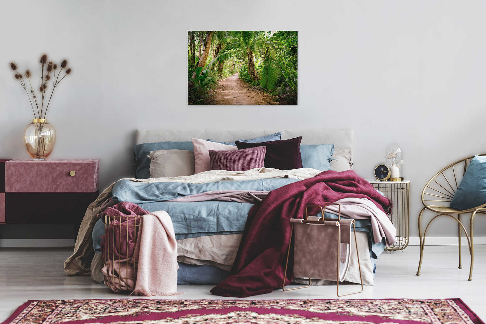             Canvas with palm tree path through a tropical landscape - 0.90 m x 0.60 m
        