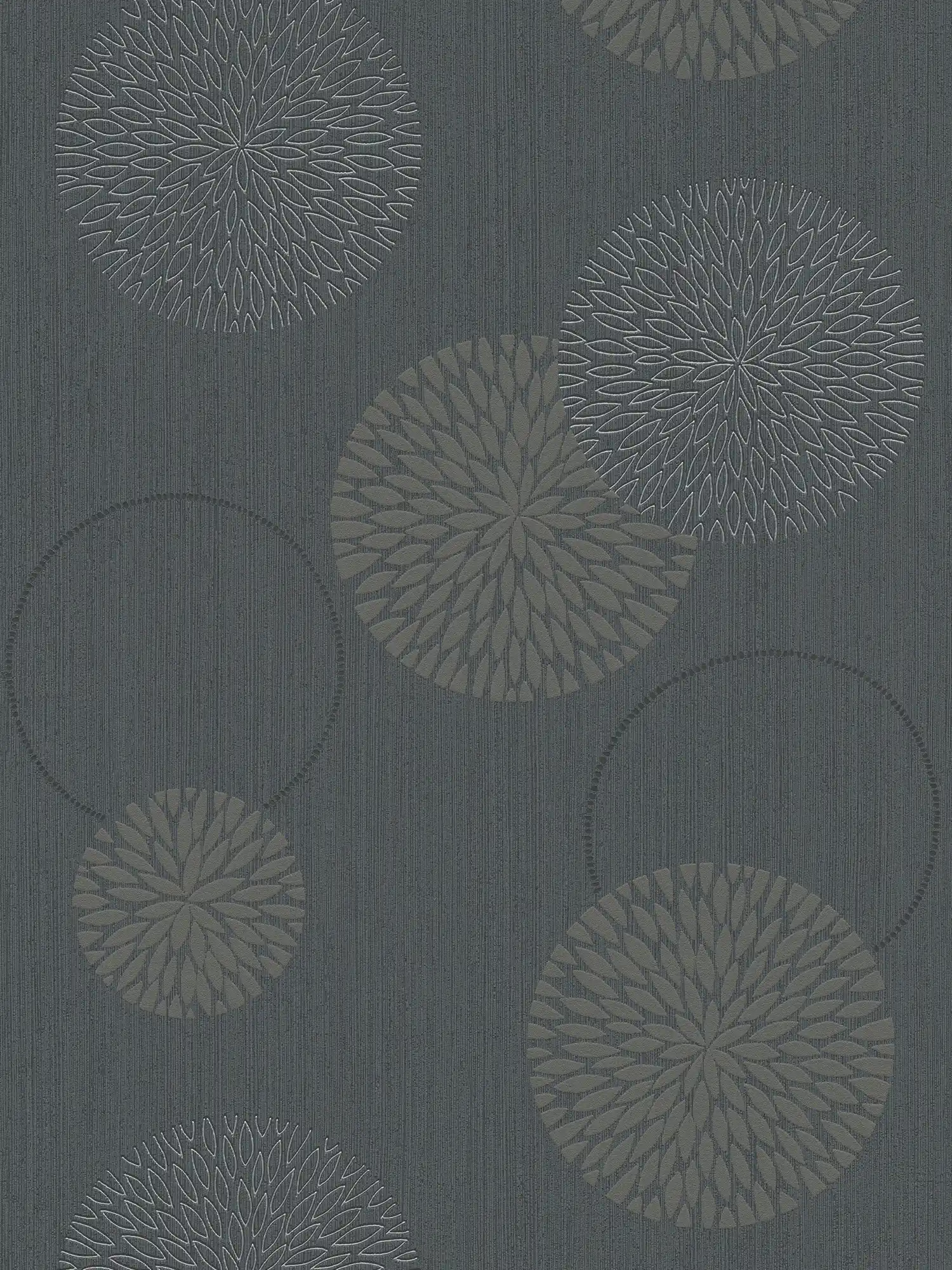 Papel pintado no tejido flores en diseño abstracto - gris, negro
