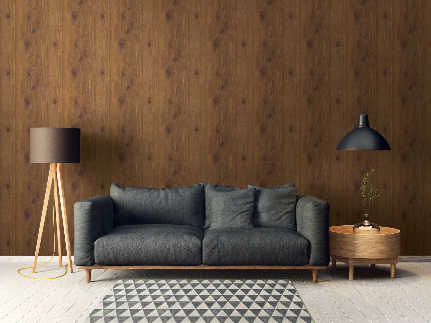             Wood look wallpaper with natural wood grain - brown
        