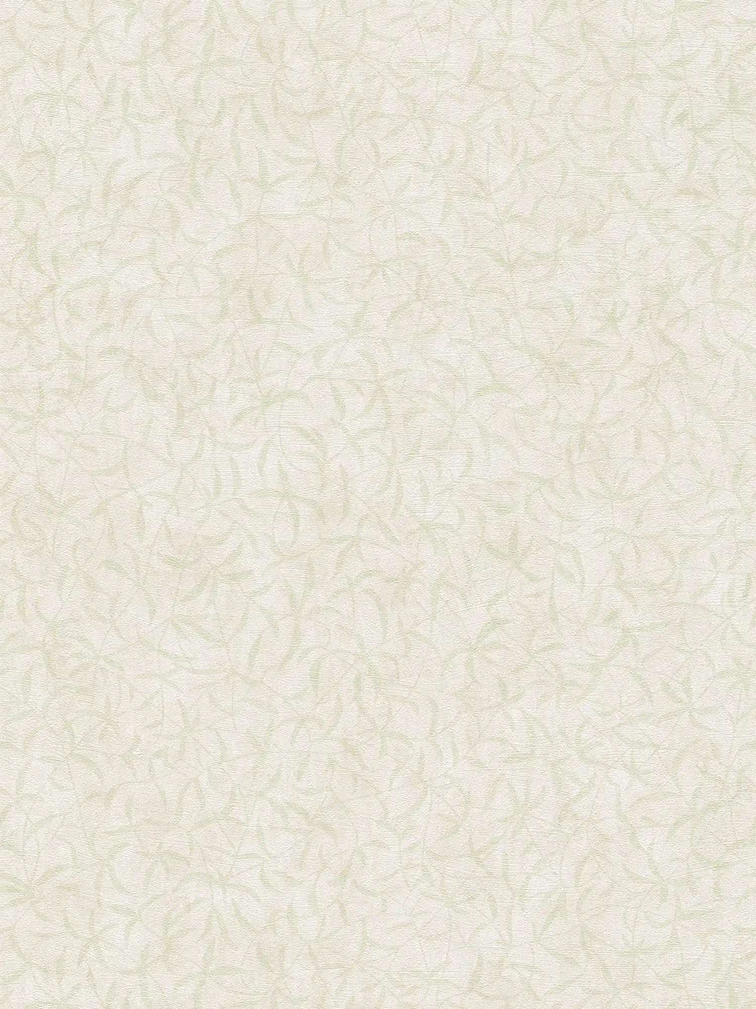 Vliesbehang bloemtakken met structuur - crème, groen
