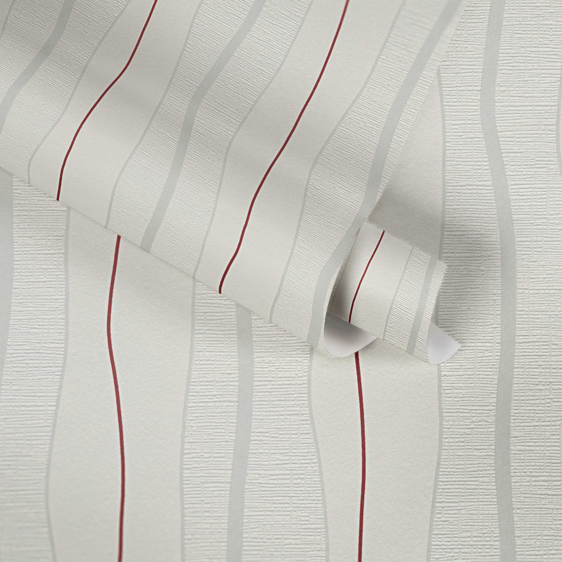             Cream stripe wallpaper with red accent - red, cream
        
