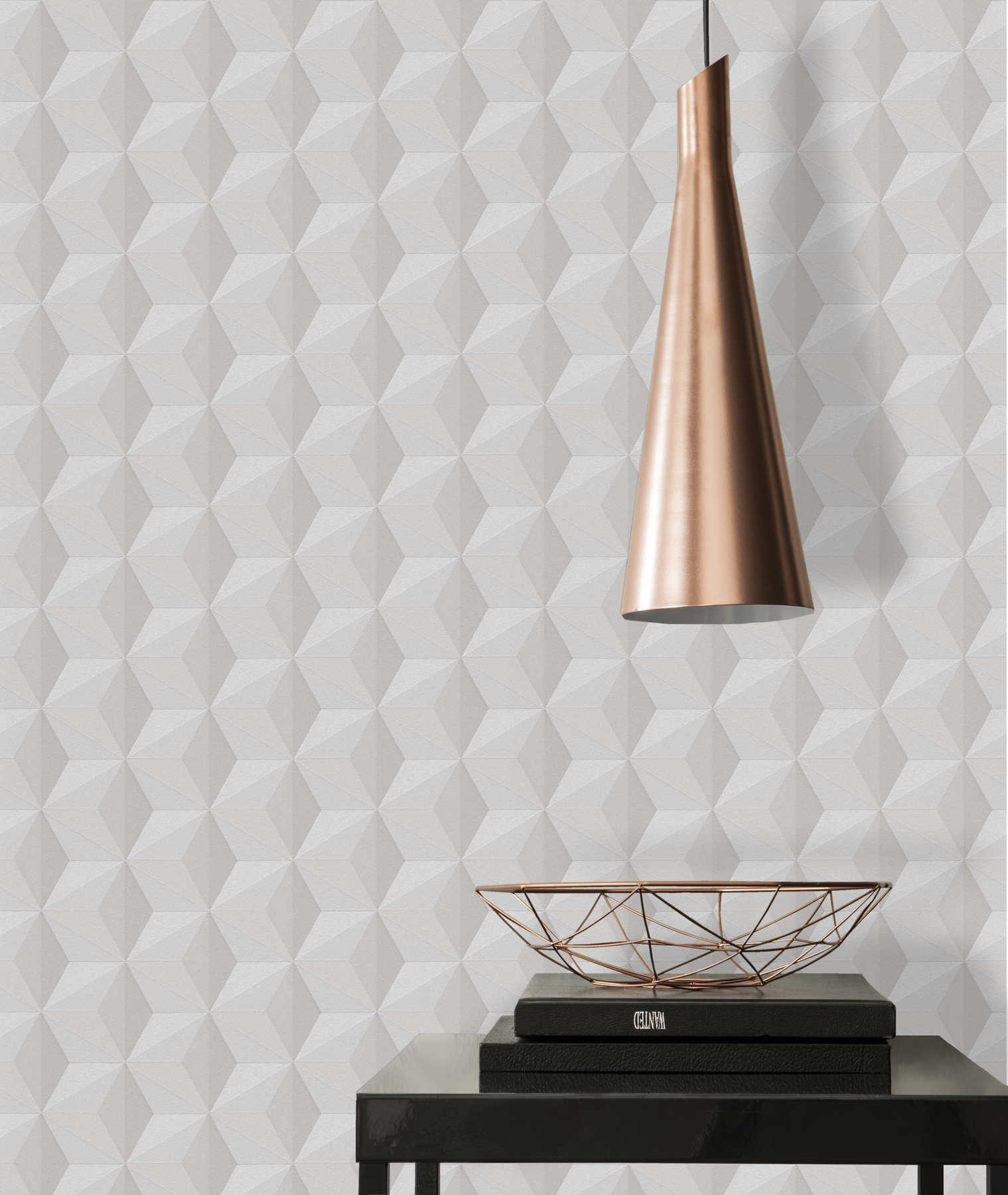             Pattern wallpaper with graphic design & 3D effect - beige
        