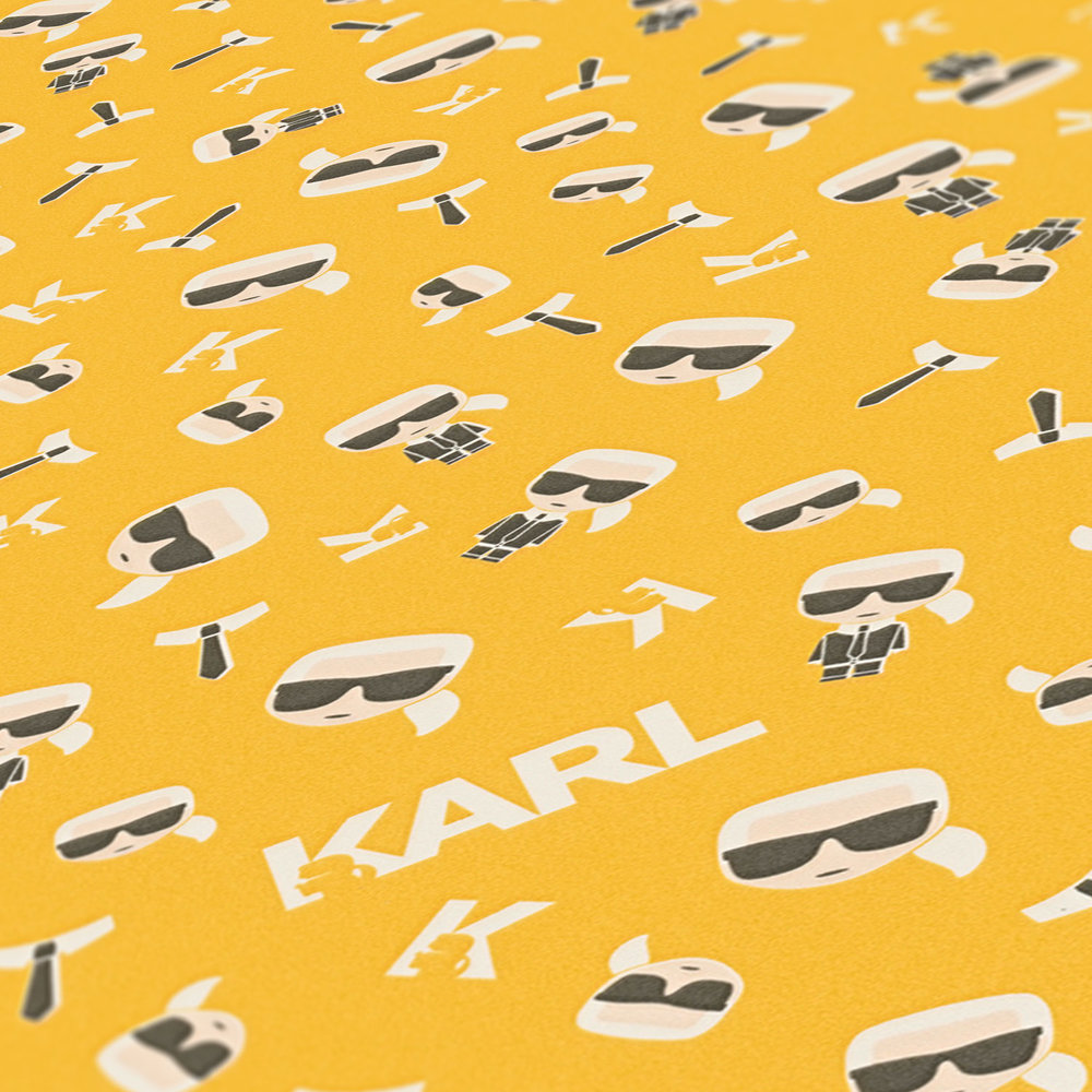             Karl LAGERFELD vliesbehang comic design - geel
        