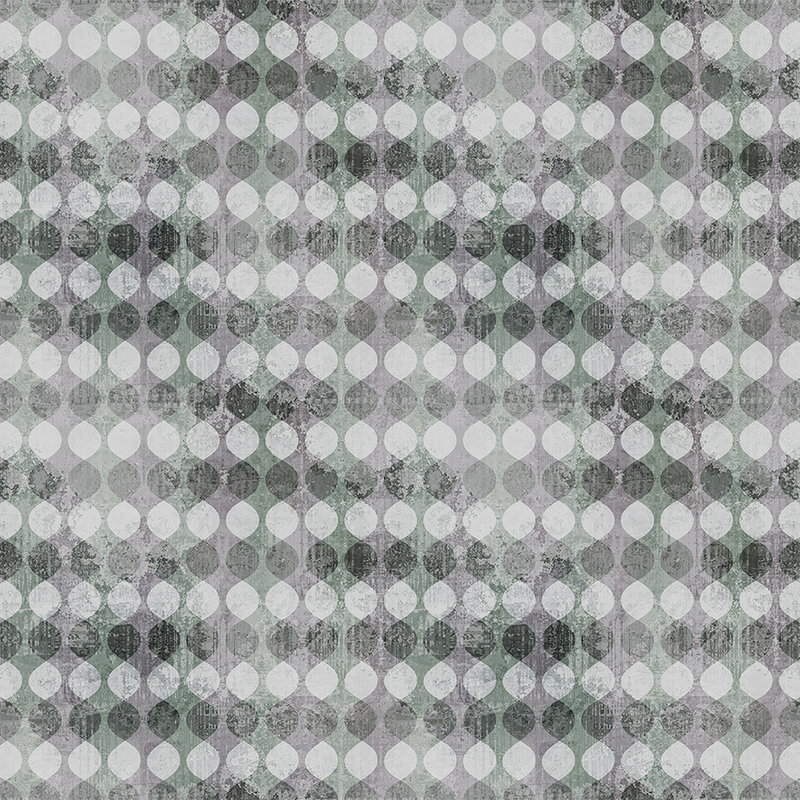 Garland 2 - Papier peint rétro des années 70, Gris - Gris, Vert | Intissé lisse mat
