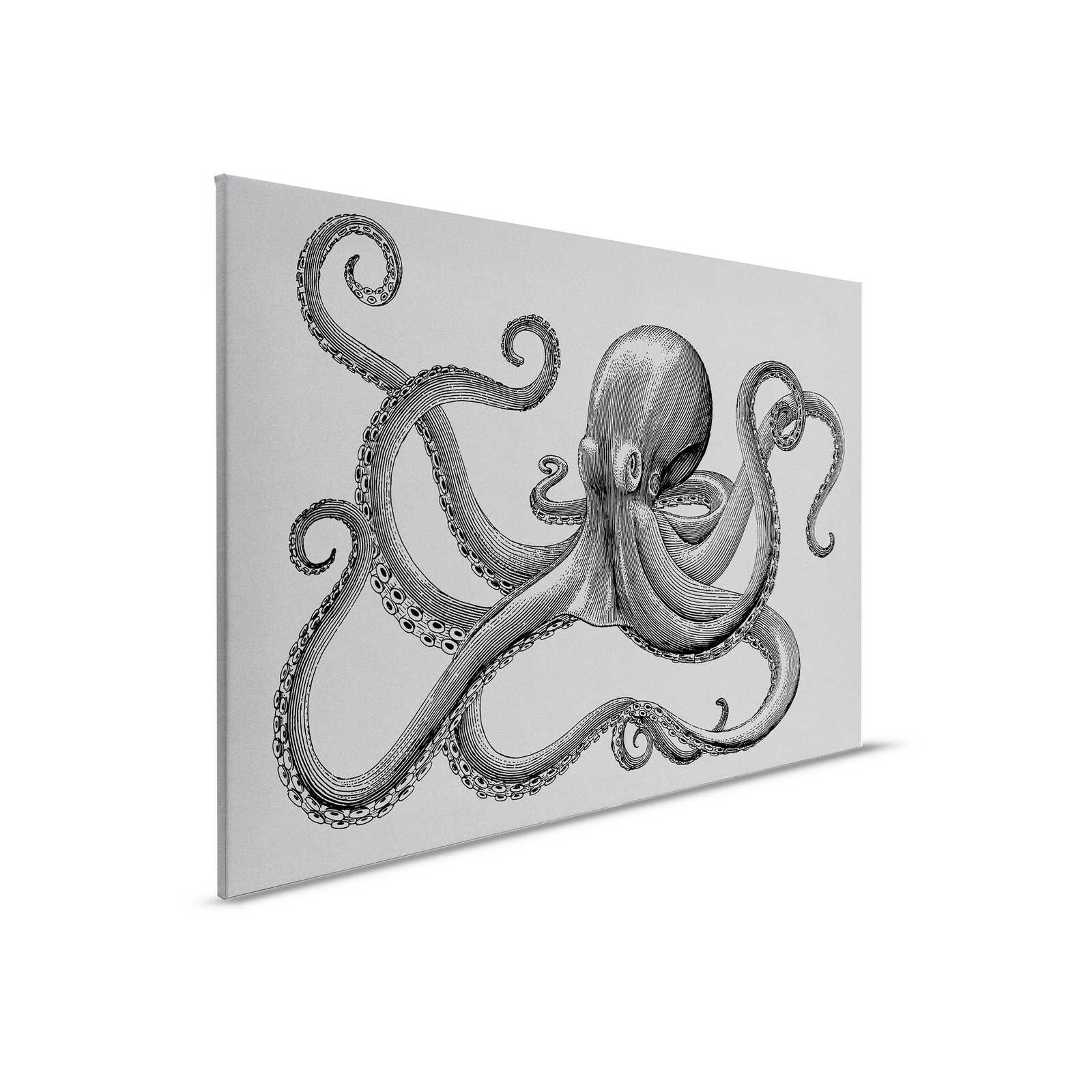         Jules 2 - modern octopus canvas picture in cardboard structure in drawing style - 0.90 m x 0.60 m
    