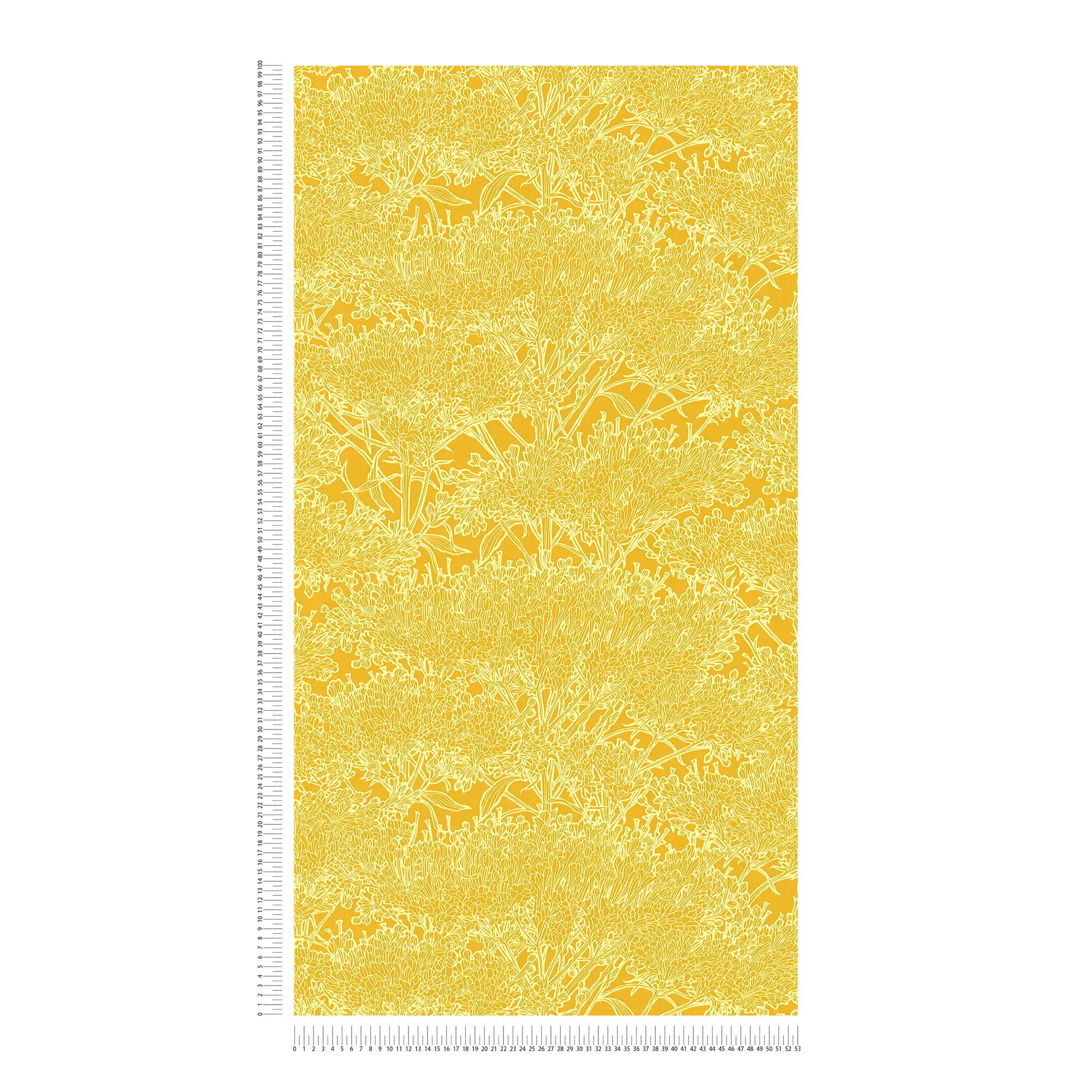             Papel pintado floral amarillo con borde amarillo claro - Amarillo
        