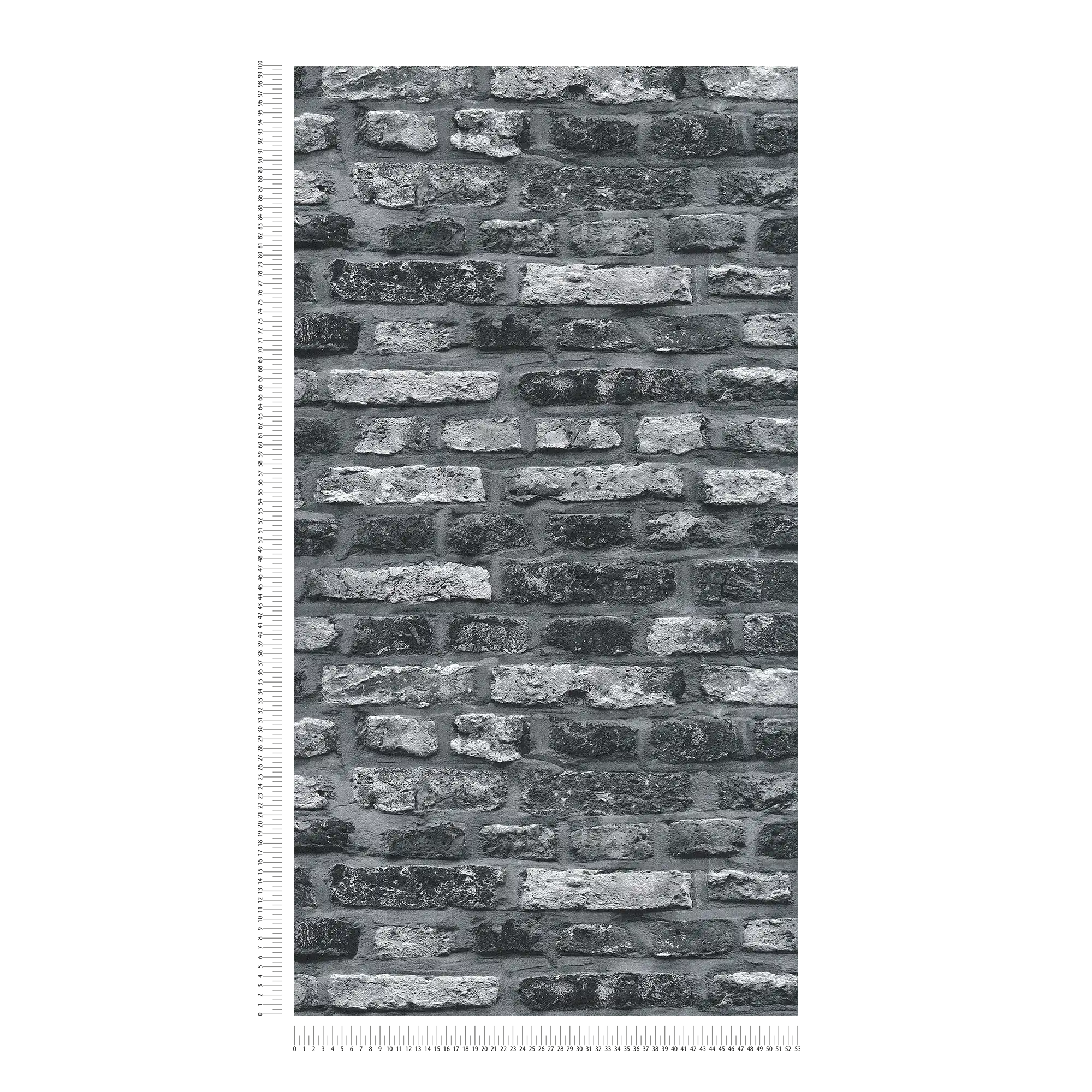             Papier peint intissé imitation pierre, mur de briques sombres - gris, noir
        