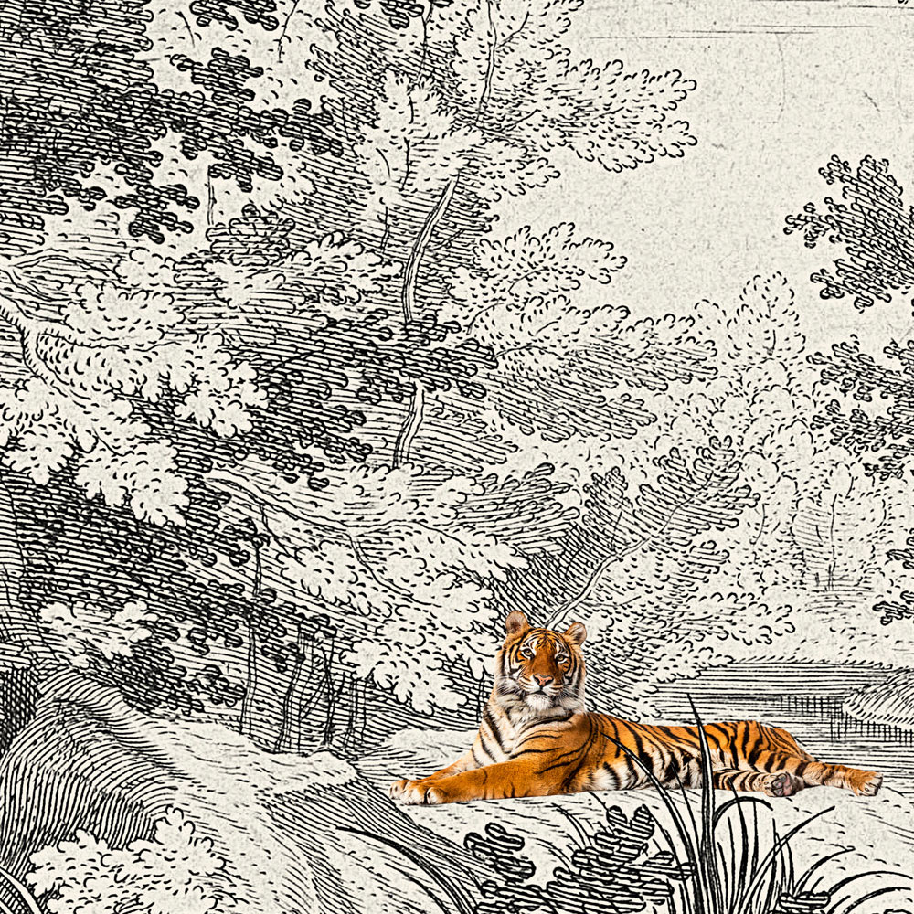             Fancy Forest 2 - Carta da parati classica con tigre
        