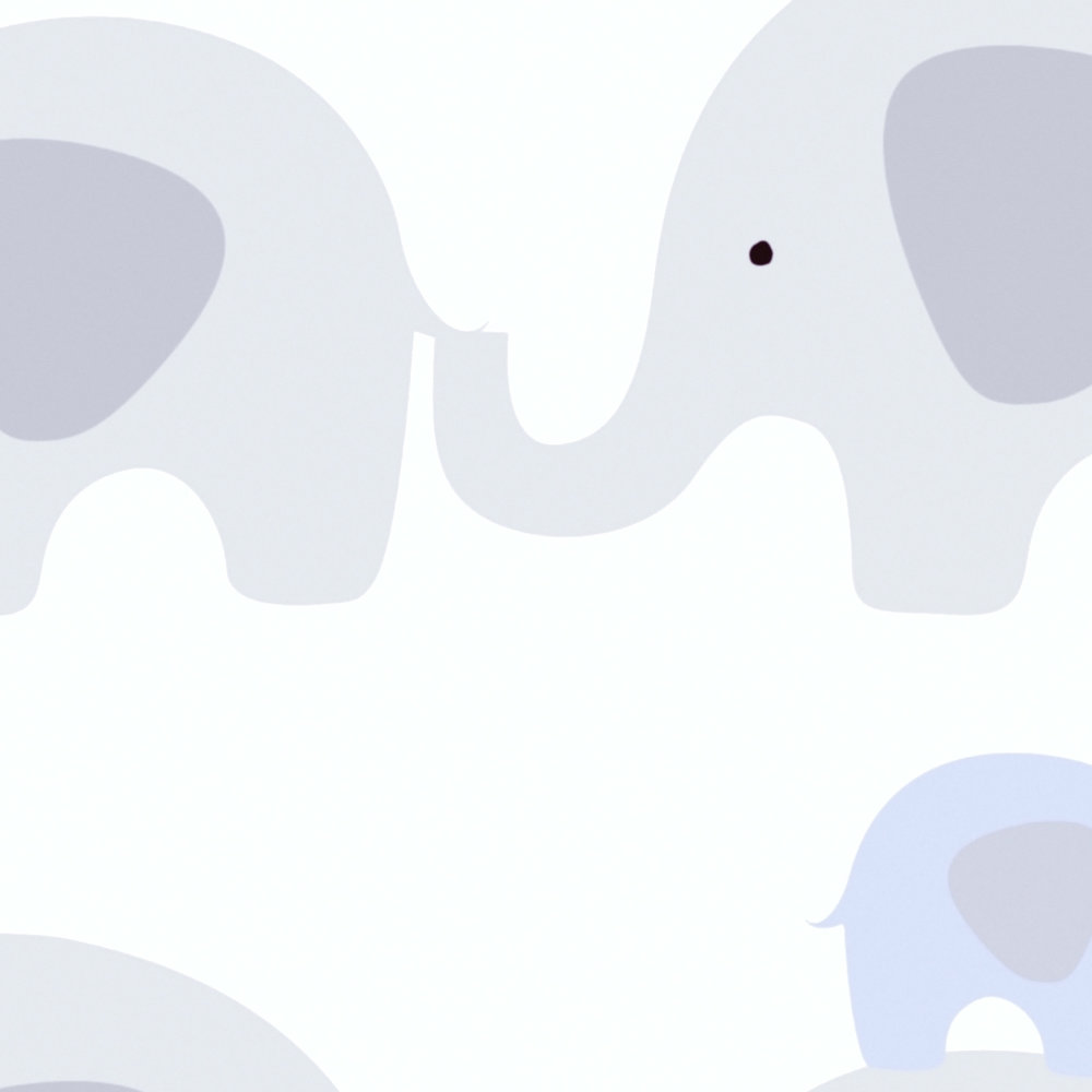             Nursery wallpaper boy elephants - blue, grey, white
        