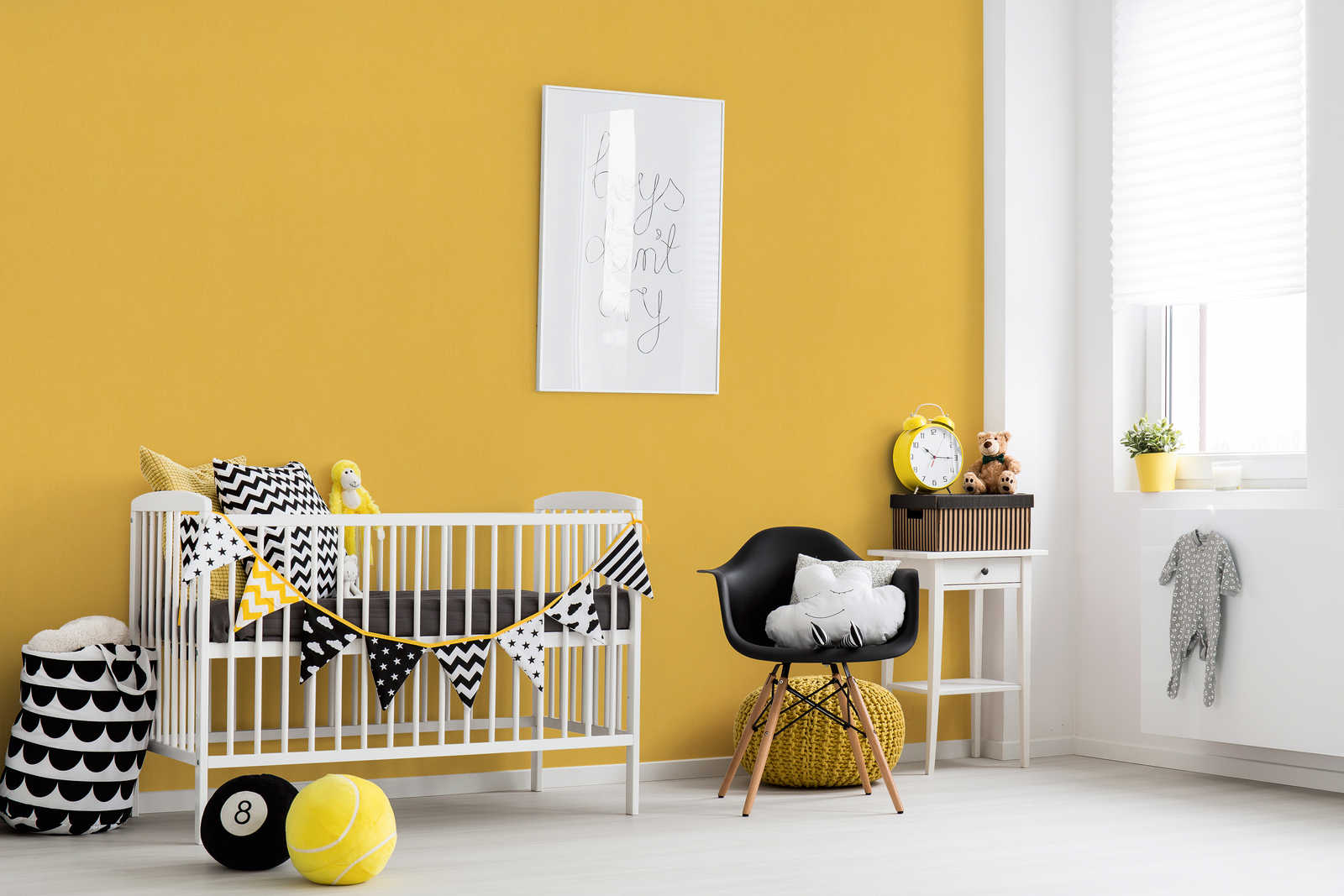             Papier peint jaune moutarde chambre enfant uni - Jaune
        