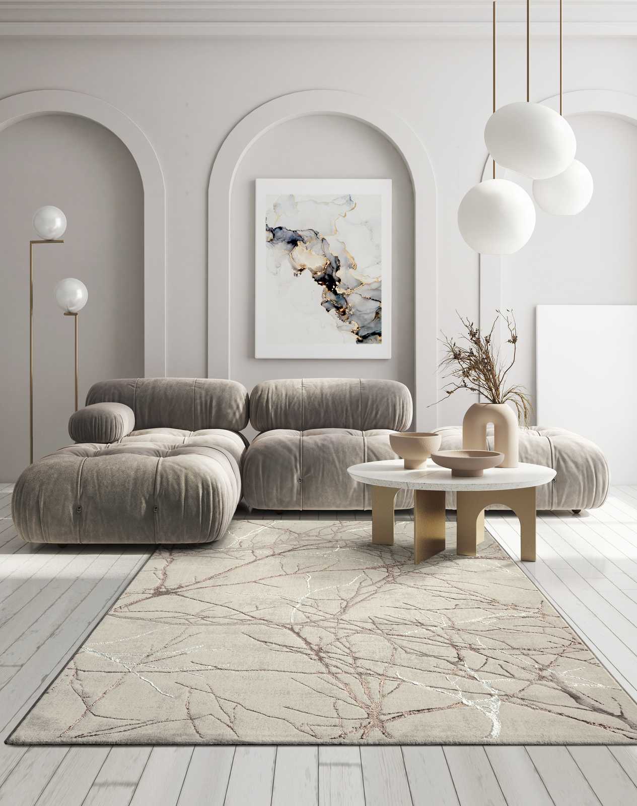 Pluizig hoogpolig tapijt in crème - 150 x 80 cm
