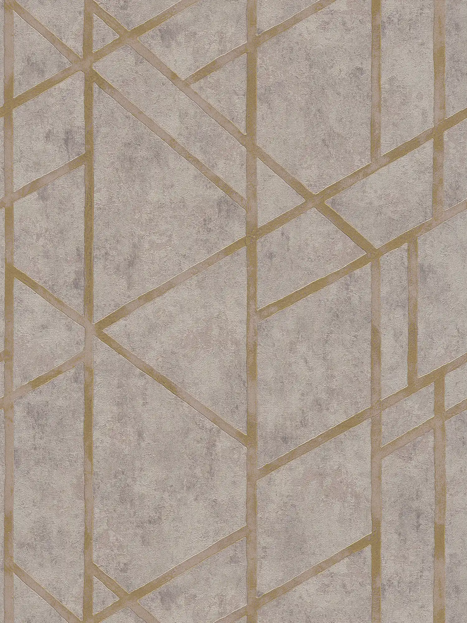 Concrete wallpaper with golden lines pattern - gold, beige, grey

