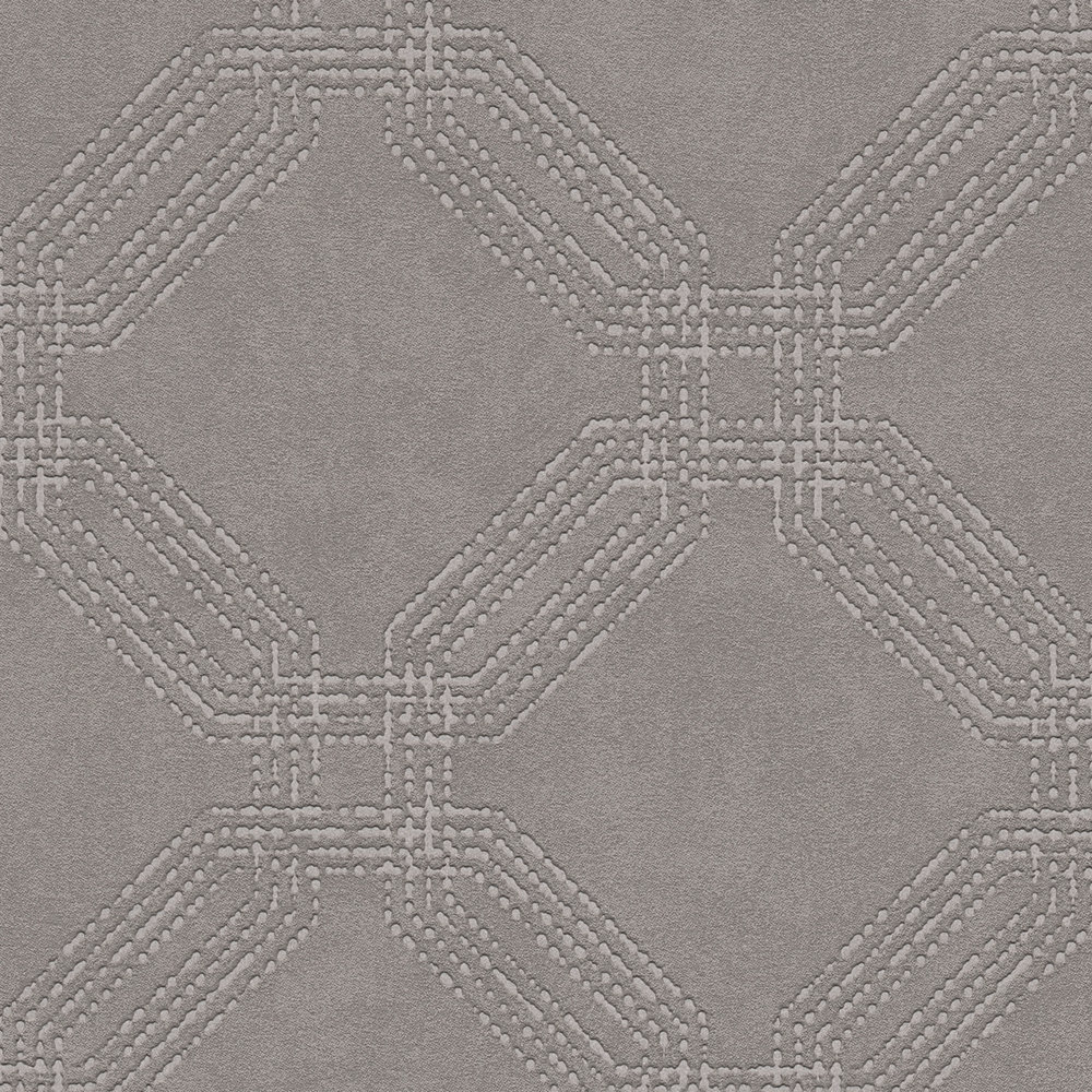             Wallpaper with diamond look, textured - brown, grey, silver
        