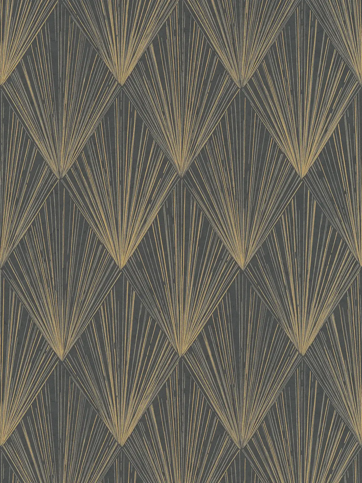 Zwart vliesbehang met metallic patroon - beige, metallic, zwart
