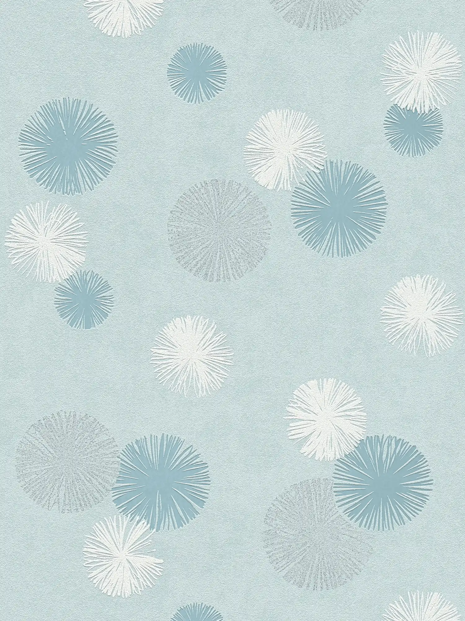 Mint green non-woven wallpaper with modern design - blue
