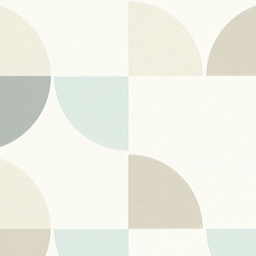             Papier peint à motifs géométriques style scandinave - bleu, gris, beige
        