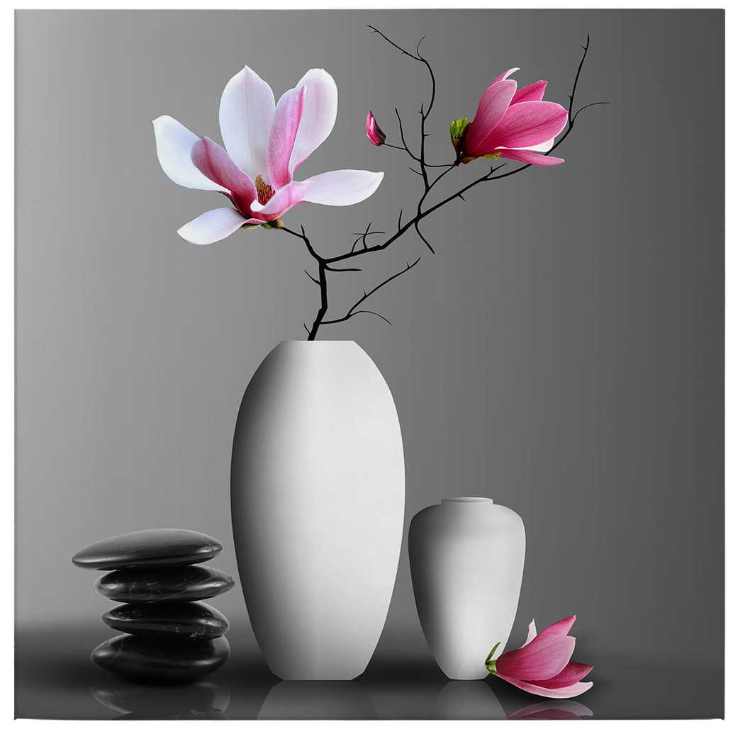            Square canvas print magnolia branch – pink, white
        