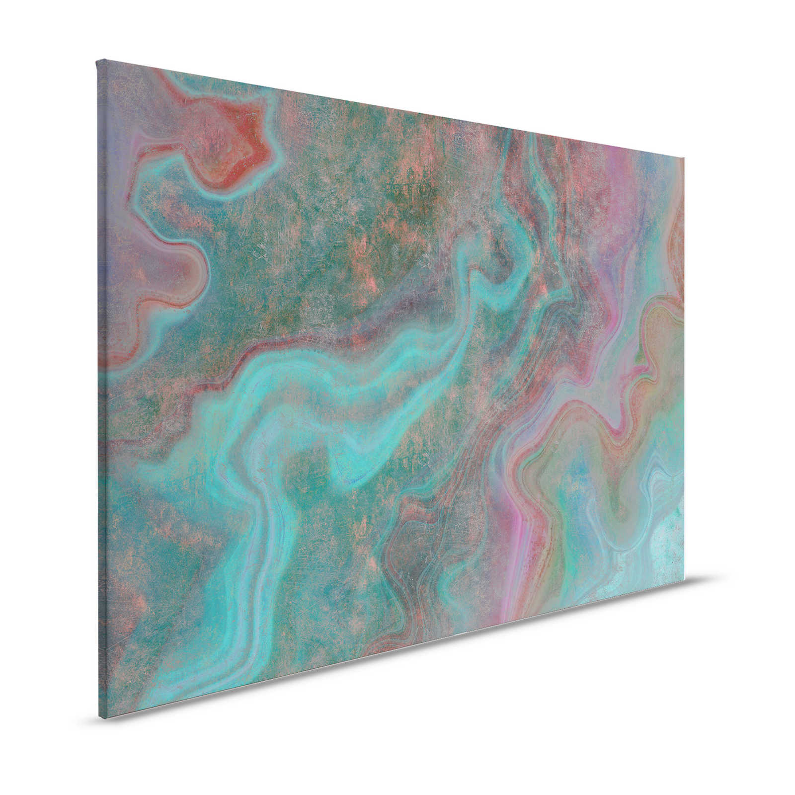 Marble 3 - Canvas painting with scratch structure in colourful marble look as a highlight - 1.20 m x 0.80 m
