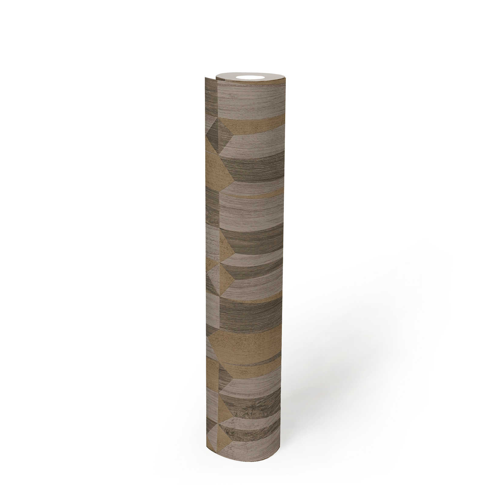             Ethno wallpaper with metallic & wood effect - brown, grey
        