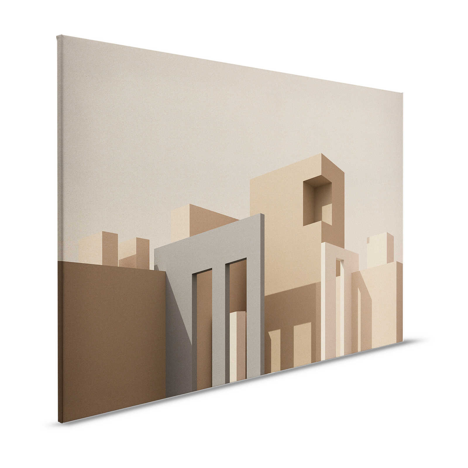 Tanger 1 - Toile Architecture Cube Style en beige & gris - 1,20 m x 0,80 m
