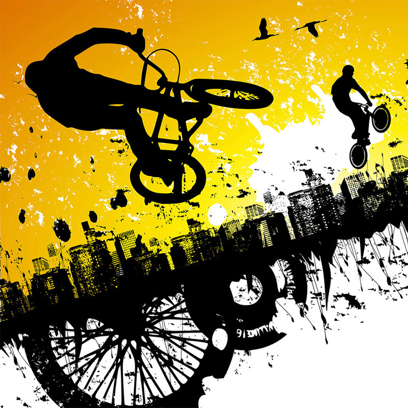 Bicycle Rider met BMX Onderlaag behang - structuurvlies
