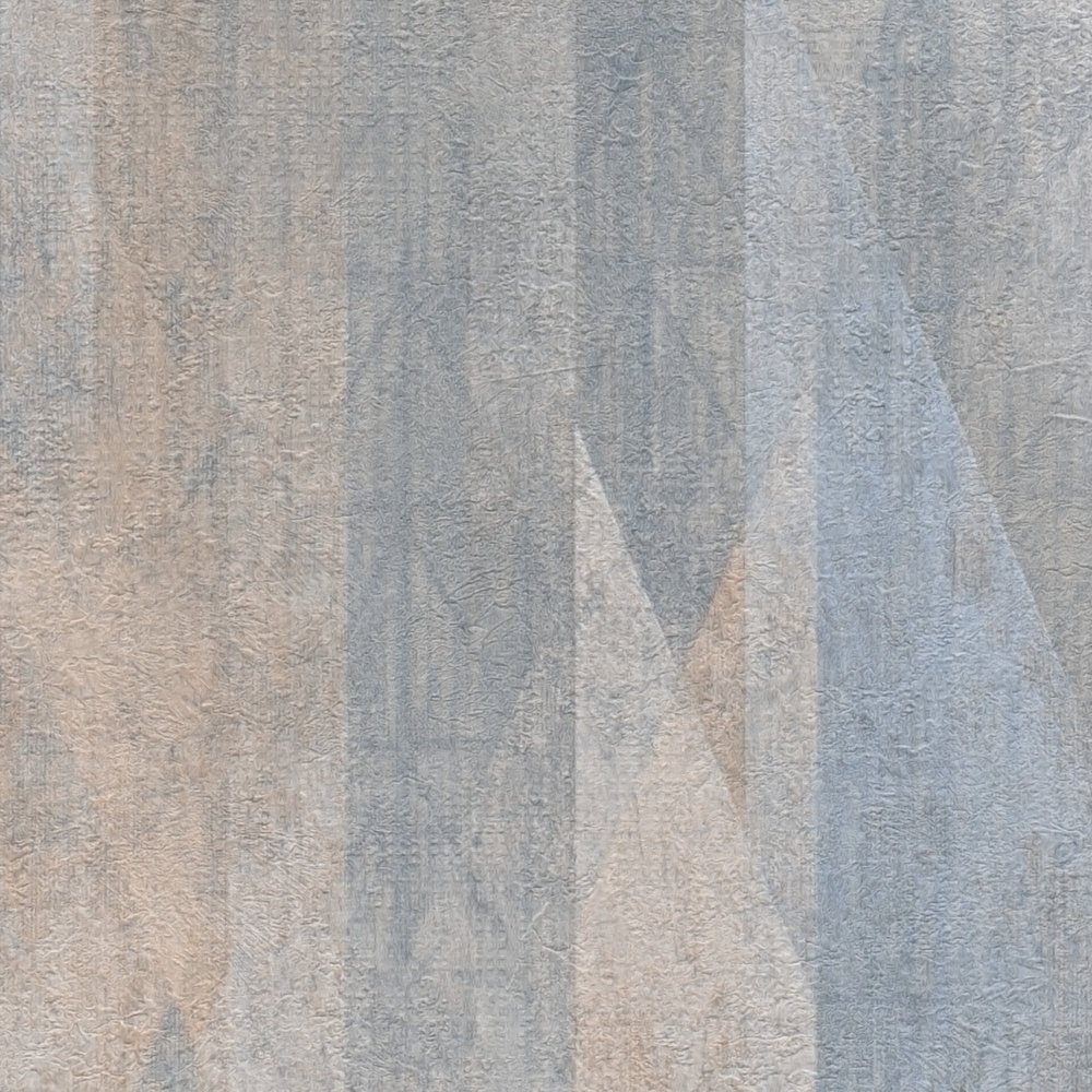             Papel pintado tejido-no tejido romboidal vintage - azul, beige
        