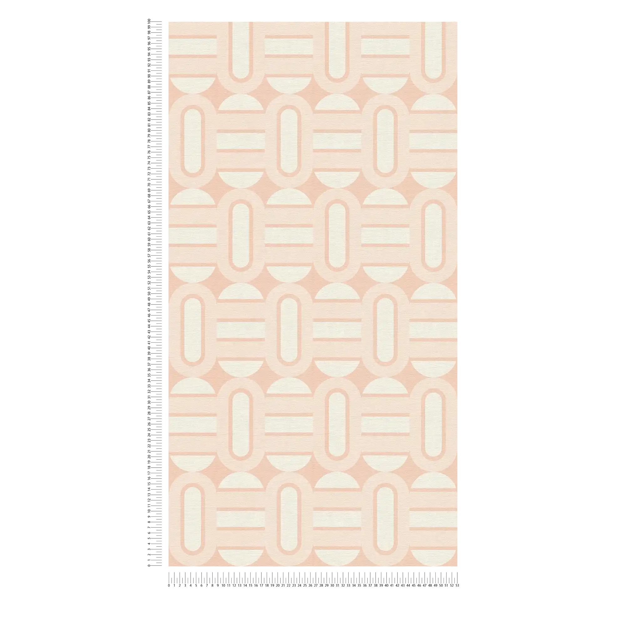             Soft Pink Tones in Retro Pattern with Ovals and Bars - Beige, Cream, Pink
        