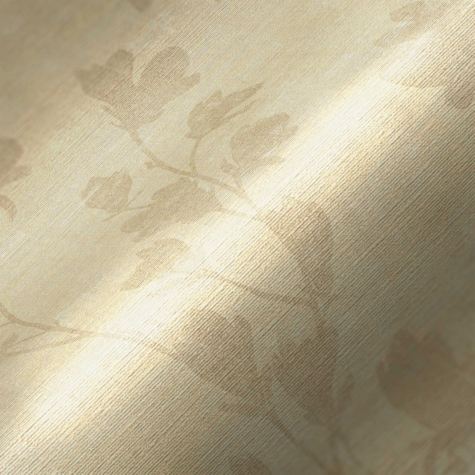             Papel pintado con estampado de hojas en estilo rústico - crema, beige
        