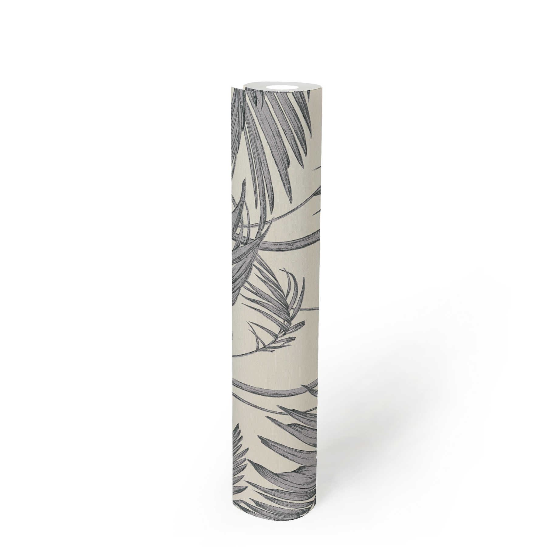             Nature wallpaper palm leaves, bamboo - grey, silver, white
        