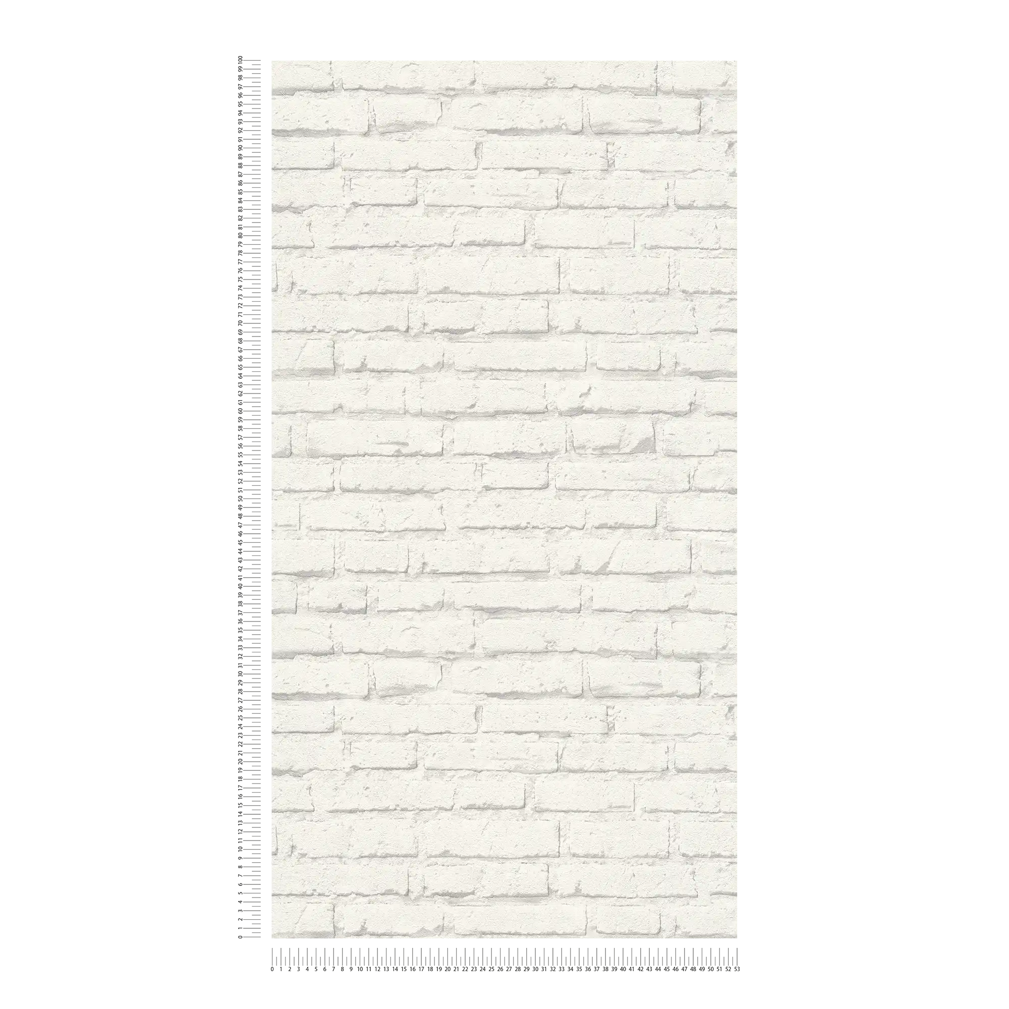             Steenbehang, witte bakstenen muur met structuurpatroon - Grijs, Wit
        